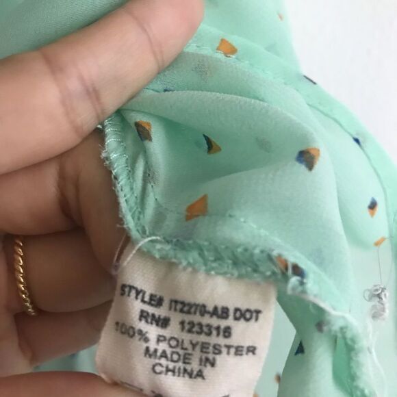 5/$15 Iris Log Angeles Dots Sheer Blouse Top - Picture 3 of 4